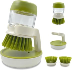 Soap Dispenser Dish Brush Palm Brush Scrub Brush Equipped with Storage Bracket and Drainage Base,Easy to Clean Kitchen Utensils and Sink