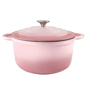 Dutch Oven,Dutch Oven Pot with Lid,3 QT Enamel Dutch Ovens with Dual Handles,Cast Iron Pot for Braiser,Cooking,Gifts for Family (Color: Pink)